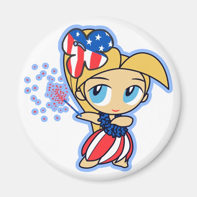 Firecracker Hula Girl Magnet (Front)