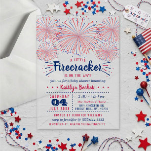 Firecracker On The Way! 4th Of July Baby Shower Acrylic Invitations