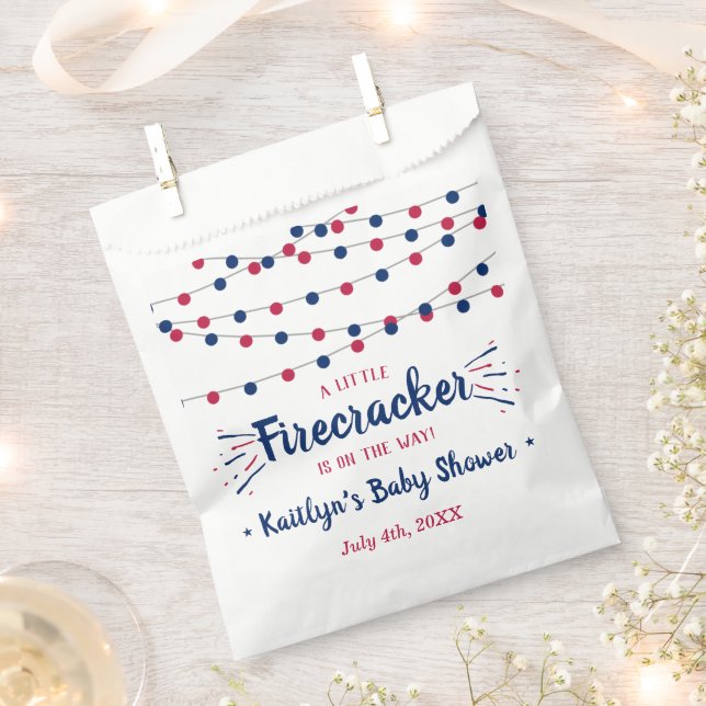 Firecracker On The Way! 4th Of July Baby Shower Favour Bags (Clipped)