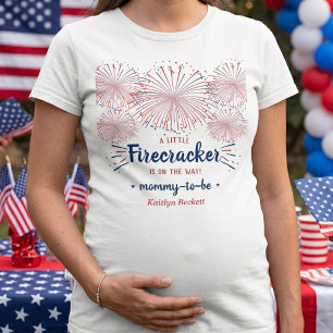 Firecracker On The Way! 4th Of July Baby Shower T-Shirt