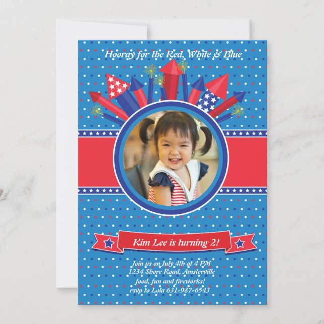 Firecracker Photo Birthday Party Invitation (Front)