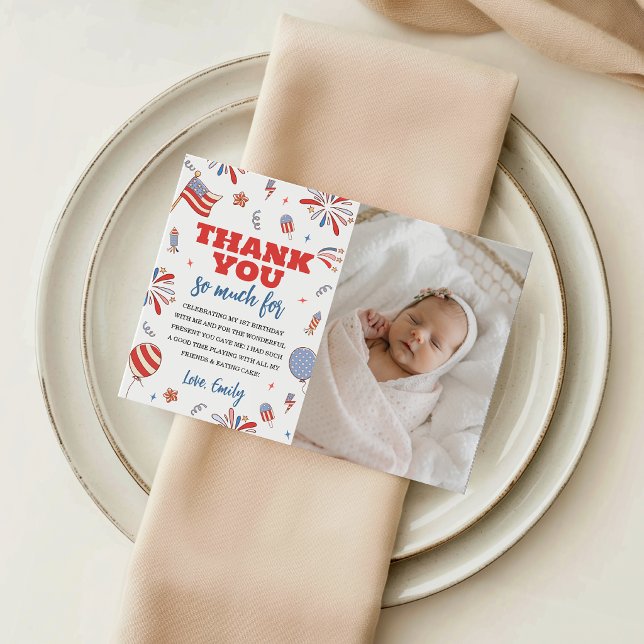 Firecracker Sparks Photo Thank You Card (Creator Uploaded)