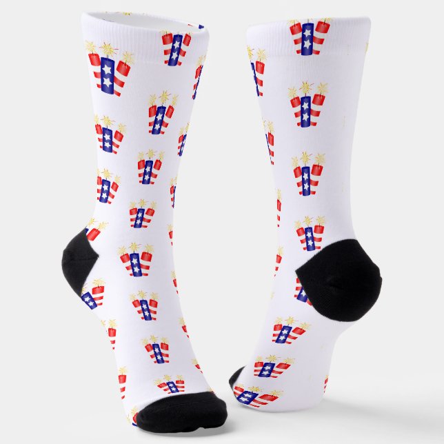 Firecrackers 4th of July Celebration Socks (Angled)