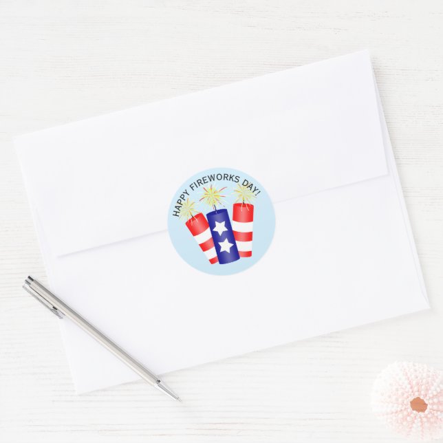 Firecrackers 4th of July Classic Round Sticker (Envelope)