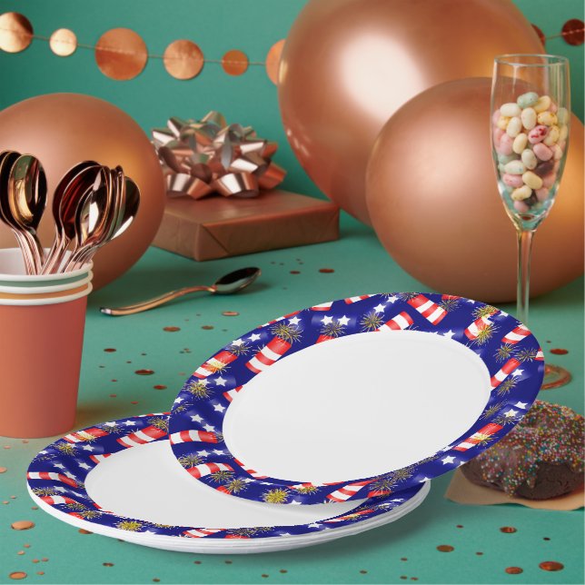 Firecrackers for the 4th of July Paper Plate (Multi)