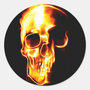 Fired skull classic round sticker