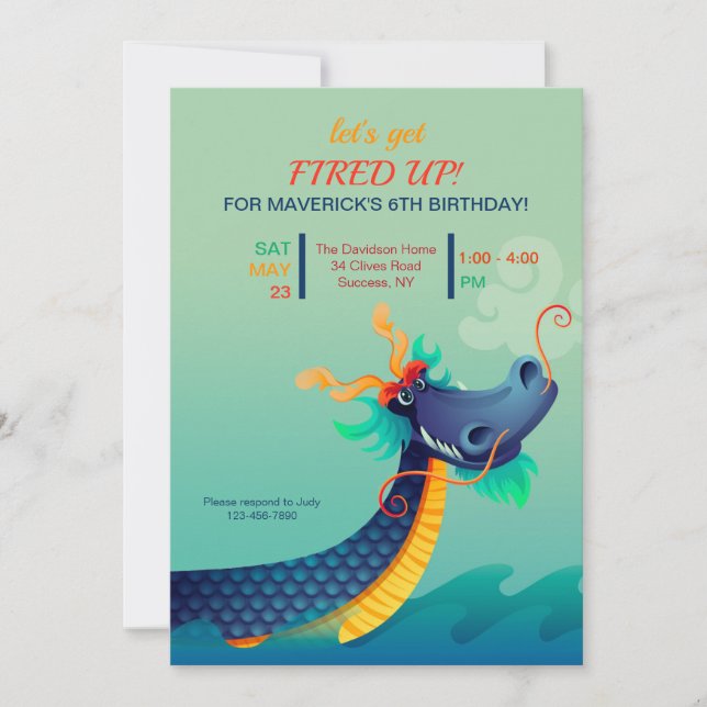 Fired Up Birthday Party Invitation (Front)