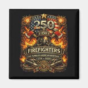 Firefighter 250 Years Badge Since 1776 Patriotic Magnet