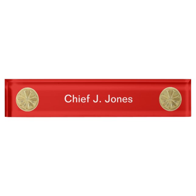 Firefighter 4 Bugle Gold Medallion Nameplate (Front)
