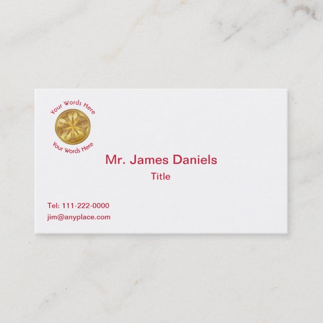 Firefighter 5 Bugle Chiefs Gold Medallion Business Card (Front)