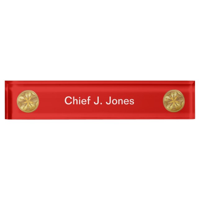 Firefighter 5 Bugle Gold Medallion Nameplate (Front)