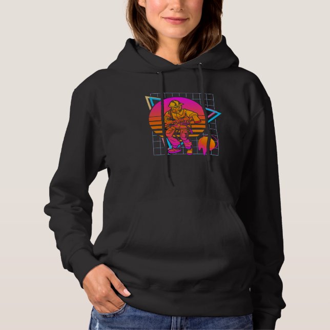 Firefighter 80s Retro Hoodie (Front)