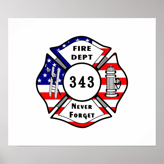 Firefighter 9/11 Never Forget 343 Poster (Front)