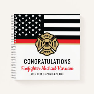 Firefighter Academy Red Line Graduation Guest Book