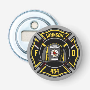 Firefighter ADD NAME Fire Department Rescue Team Bottle Opener
