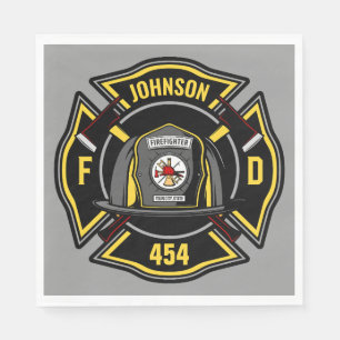 Firefighter ADD NAME Fire Department Rescue Team Napkin