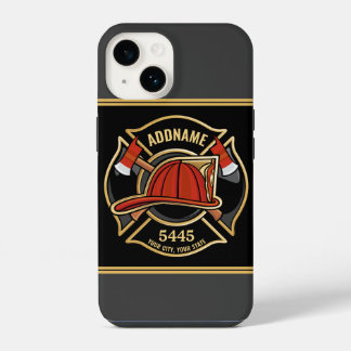 Firefighter ADD NAME Fire Station Department Badge iPhone 14 Case
