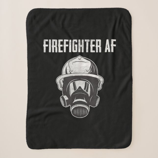 Firefighter AF | Gas Mask | Funny Firefighter Sherpa Blanket (Front)