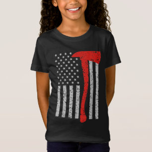 Firefighter American Flag Axe Thin Red Line Patrio T-Shirt