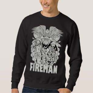 Firefighter American Flag Eagle Fireman Womans Man Sweatshirt