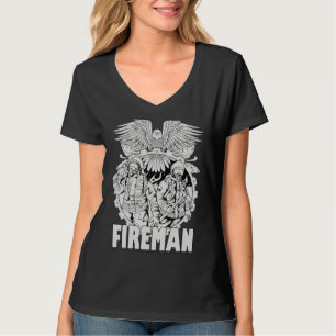 Firefighter American Flag Eagle Fireman Womans Man T-Shirt