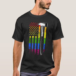 Firefighter American Flag Lgbt Q Gay Pride Flag Fi T-Shirt