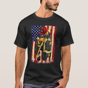 Firefighter American Flag Memorial Day Fireman Pat T-Shirt