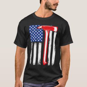 Firefighter American US flag thin red line graphic T-Shirt