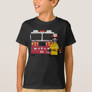 Firefighter and Fire Engine T-Shirt
