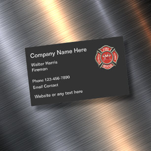 Firefighter And Fireman Logo Magnetic Business Card