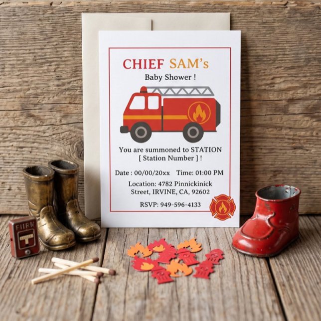 Firefighter Baby Shower Invitation (Firefighter Baby Shower Invitation)