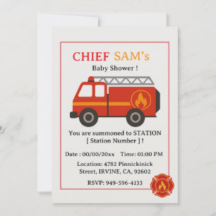 Firefighter Baby Shower Invitation