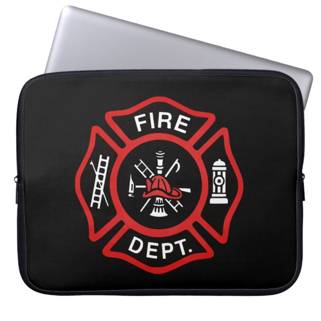 Firefighter Badge Red Laptop Sleeve (Front)