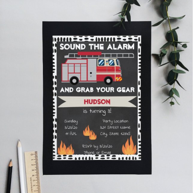Firefighter Birthday Invitation (Creator Uploaded)