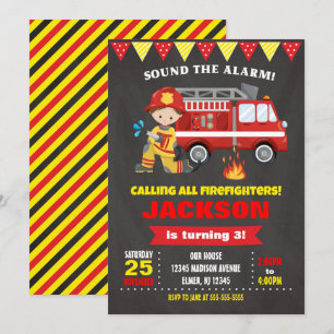 Firefighter Birthday Invitation Chalkboard