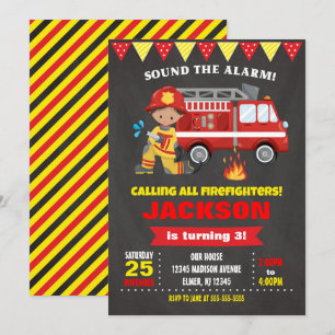 Firefighter Birthday Invitation Chalkboard