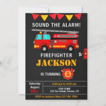 Firefighter birthday invitation gender neutral