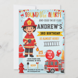 Firefighter Birthday invitation with photo