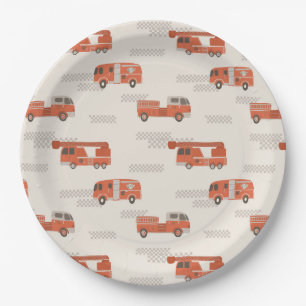 Firefighter Birthday Paper Plates   Retro Fire