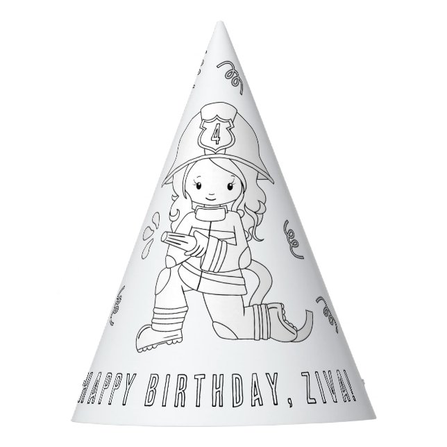 Firefighter Birthday Party - Colour Your Own Hat (Front)
