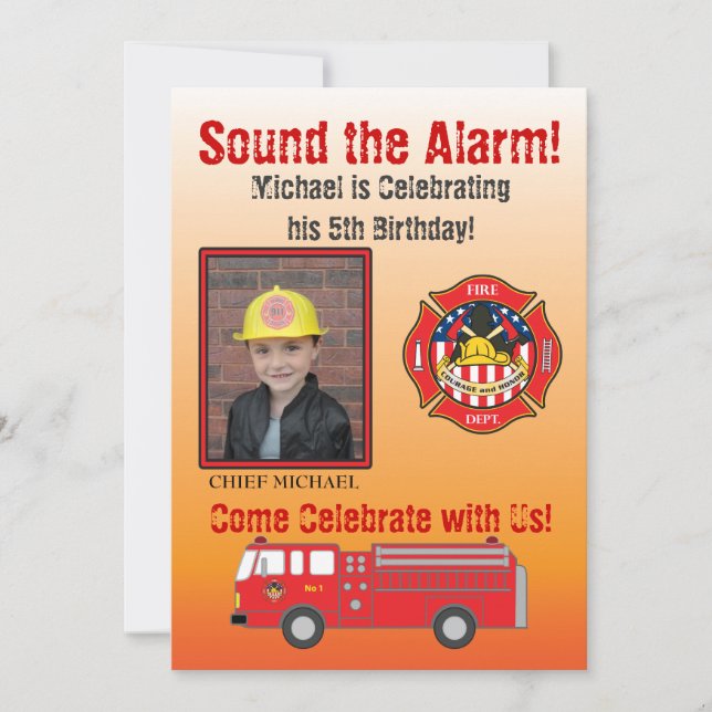 Firefighter Birthday Party Invitation (Front)