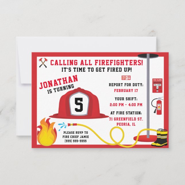 Firefighter Birthday Party Invitation (Front)