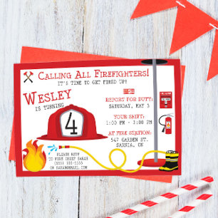 Firefighter Birthday Party Invitation