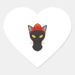 Firefighter Bombay Cat I Cat Lover I Fireman Cat Heart Sticker