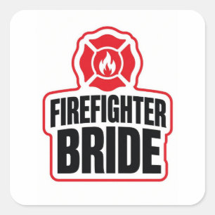 Firefighter Bride Square Sticker