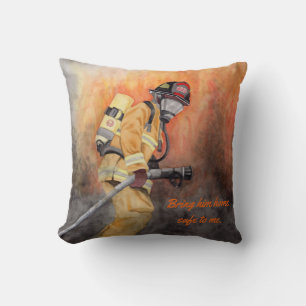 Firefighter Bring Him Home Safe Text Throw Pillow