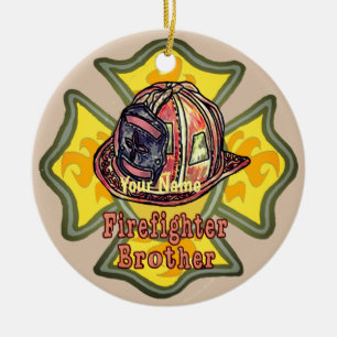 Firefighter brother ceramic tree decoration