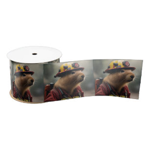 Firefighter Capybara, Satin Ribbon
