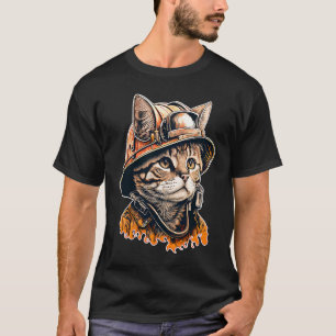 Firefighter Cat Fire Brigade Cats Fire Department  T-Shirt