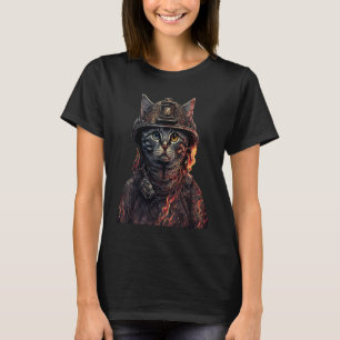 Firefighter Cat Fire Brigade Cats Fire Department T-Shirt